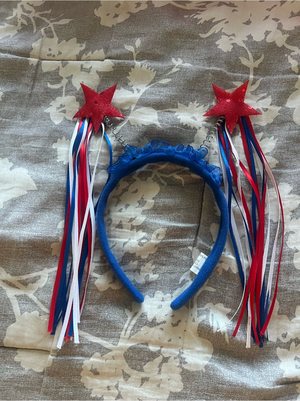 Patriotic Star Ribbon Headband - Blue, Red & White Kids Costume Accessory